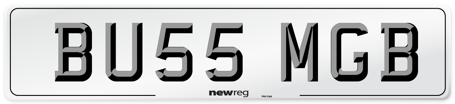 BU55 MGB Number Plate from New Reg